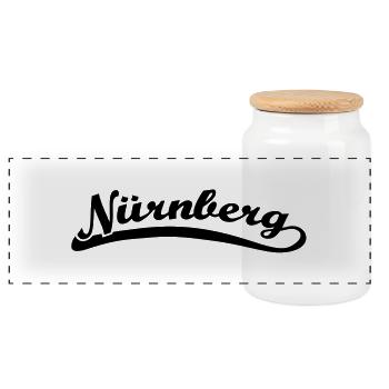 Nuremberg font Retro - Panoramic Cookie Jar with Wooden Lid - white - Front