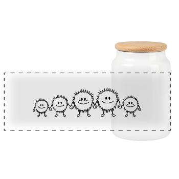 happy_monster_family - Boîte à biscuits avec couvercle en bois - blanc - Devant