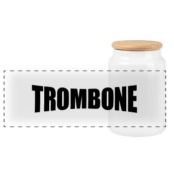 trombone - Panoramic Cookie Jar with Wooden Lid - white - Front