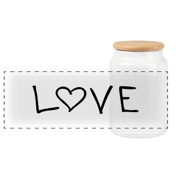 Love - Panorama Keksdose mit Holzdeckel - Weiß - Vorne
