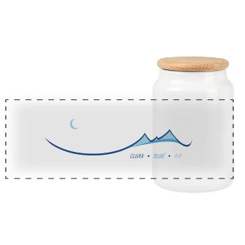 Clean Blue Air - Panoramic Cookie Jar with Wooden Lid - white - Front