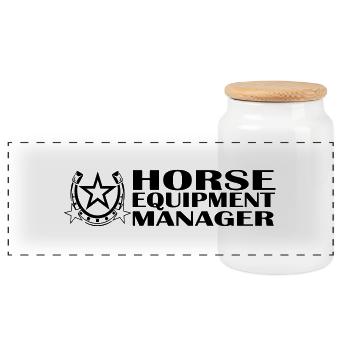 Horse Equipment Manager 2 Turniertrottel - Panorama Keksdose mit Holzdeckel - Weiß - Vorne
