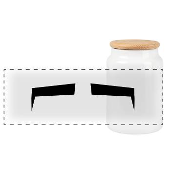 Slits for eyes or Eyebrows background shape - Panoramic Cookie Jar with Wooden Lid - white - Front