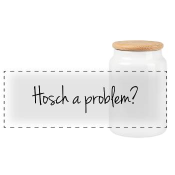 Hosch a problem? - Panorama Keksdose mit Holzdeckel - Weiß - Vorne