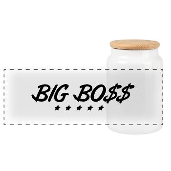big_boss_f1 - Panoramic Cookie Jar with Wooden Lid - white - Front