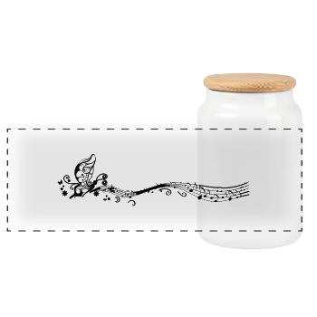 Music - Panoramic Cookie Jar with Wooden Lid - white - Front