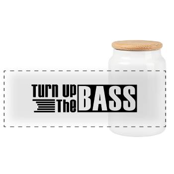 turn_up_the_bass_f1 - Boîte à biscuits avec couvercle en bois - blanc - Devant