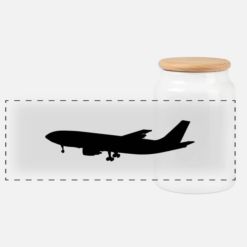 flugzeug - airplane - Panorama Keksdose mit Holzdeckel - Weiß