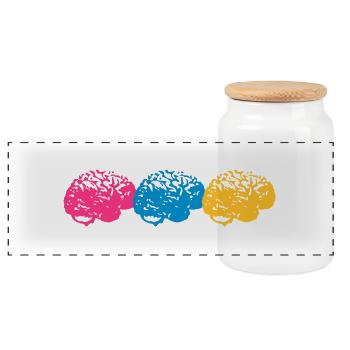 Brains - Panoramic Cookie Jar with Wooden Lid - white - Front