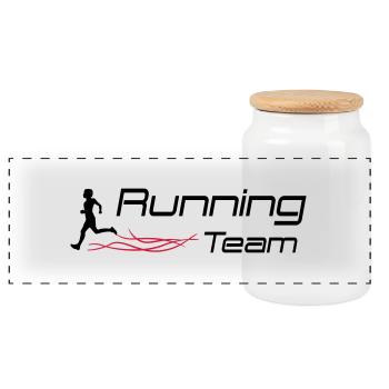 running team - Panorama Keksdose mit Holzdeckel - Weiß - Vorne