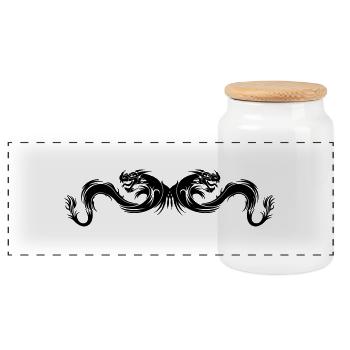dragon2 - Boîte à biscuits avec couvercle en bois - blanc - Devant