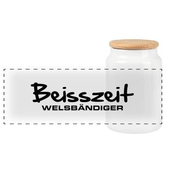 beisszeit_welsbaendiger - Panorama Keksdose mit Holzdeckel - Weiß - Vorne