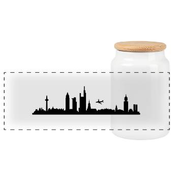 Skyline Frankfurt - Panorama Keksdose mit Holzdeckel - Weiß - Vorne