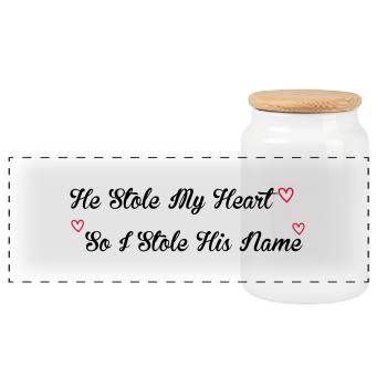 Stole My Heart - Panorama Keksdose mit Holzdeckel - Weiß - Vorne