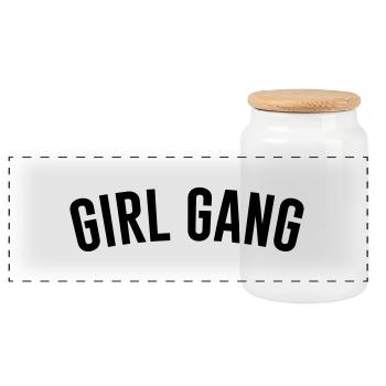 Girl Gang - Boîte à biscuits avec couvercle en bois - blanc - Devant