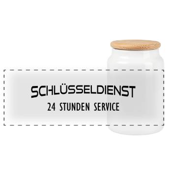 Schlüsseldienst 24 Stunden - Panorama Keksdose mit Holzdeckel - Weiß - Vorne