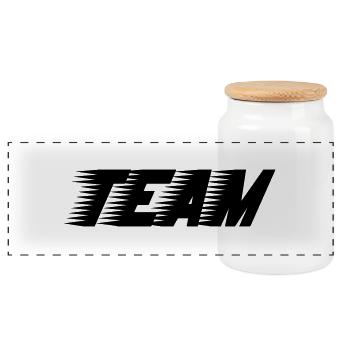 team_01 - Panoramic Cookie Jar with Wooden Lid - white - Front