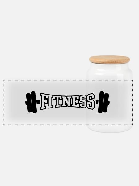 FITNESS - Panoramic Cookie Jar with Wooden Lid - white
