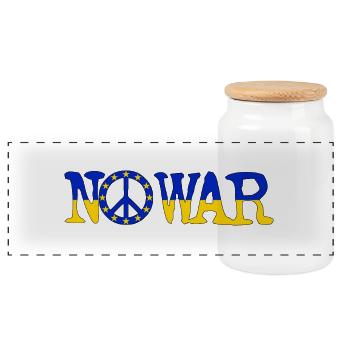 NO WAR IN EUROPE | Against EU war peace movement - Panoramic Cookie Jar with Wooden Lid - white - Front