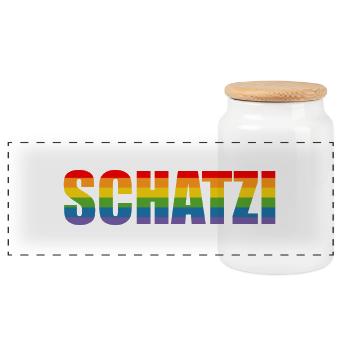 Regenbogen SCHATZI LGBT lgbtqi queer.🏳️‍🌈 - Panorama Keksdose mit Holzdeckel - Weiß - Vorne