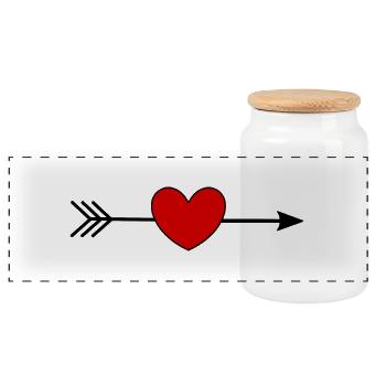 Valentines Red Heart, Valentine's Day - Panoramic Cookie Jar with Wooden Lid - white - Front