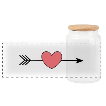 Valentine's Day Gift Valentine's Day - Panoramic Cookie Jar with Wooden Lid - white - Front