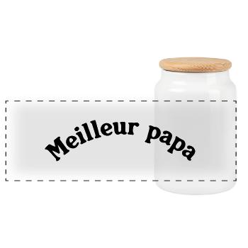 MEILLEUR PAPA - Boîte à biscuits avec couvercle en bois - blanc - Devant