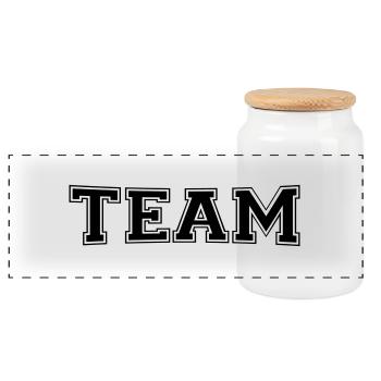 Team - Panoramic Cookie Jar with Wooden Lid - white - Front