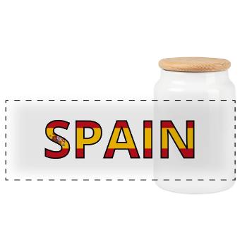 Spain Flag - Panoramic Cookie Jar with Wooden Lid - white - Front