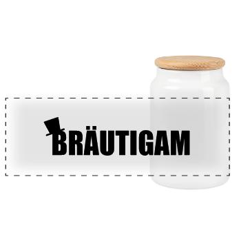 Bräutigam - Panorama Keksdose mit Holzdeckel - Weiß - Vorne
