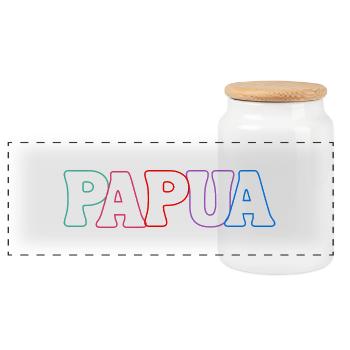Papua Indonesia - Panoramic Cookie Jar with Wooden Lid - white - Front