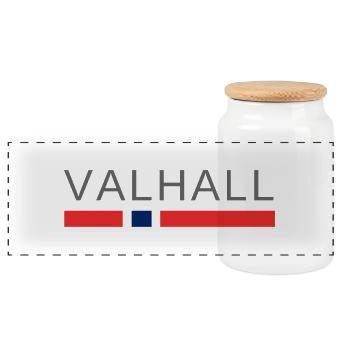 Valhalla Norway - Panoramic Cookie Jar with Wooden Lid - white - Front