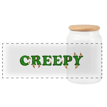 Creepy Monster Lettres Horreur Graphic Vêtements - Boîte à biscuits avec couvercle en bois - blanc - Devant