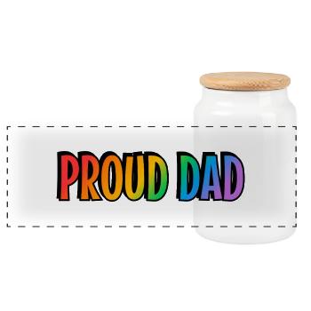 Stolzer Vater LGBTQ Stolz Eltern - Panorama Keksdose mit Holzdeckel - Weiß - Vorne