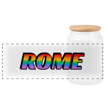 ROM ITALIEN GAY PRIDE Regenbogen Text - Panorama Keksdose mit Holzdeckel - Weiß - Vorne