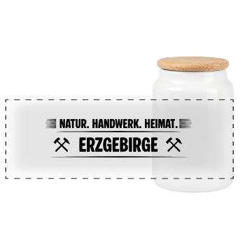 Erzgebirge Handwerk - Panorama Keksdose mit Holzdeckel - Weiß - Vorne