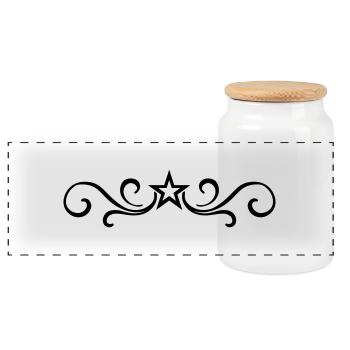 Ornament Element Line - Panoramic Cookie Jar with Wooden Lid - white - Front