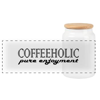 Coffeeholic Kaffee Coffee Milch Fun Trinken Get - Panorama Keksdose mit Holzdeckel - Weiß - Vorne