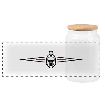 Symbole spartiate Ligne Gladiateur - Boîte à biscuits avec couvercle en bois - blanc - Devant