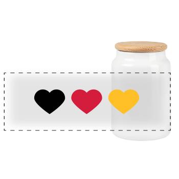 3 Hearts Germany Flag Colors Love German - Panoramic Cookie Jar with Wooden Lid - white - Front
