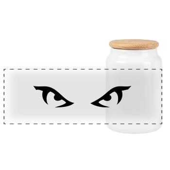 eyes_1 - Panorama Keksdose mit Holzdeckel - Weiß - Vorne