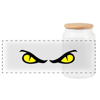 eyes - Panoramic Cookie Jar with Wooden Lid - white - Front