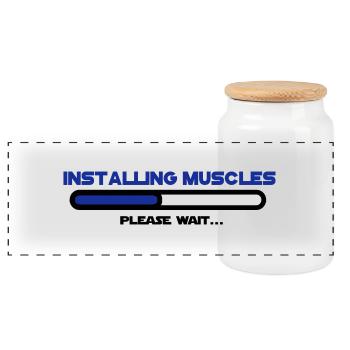 installing muscles 2 - Boîte à biscuits avec couvercle en bois - blanc - Devant