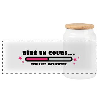 bébé en cours - Boîte à biscuits avec couvercle en bois - blanc - Devant