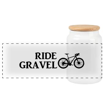 Ride Gravel - Panoramic Cookie Jar with Wooden Lid - white - Front