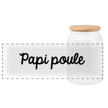 Papi poule - Boîte à biscuits avec couvercle en bois - blanc - Devant