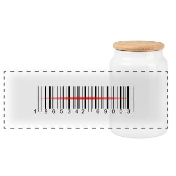 Barcode Scanner - Panorama Keksdose mit Holzdeckel - Weiß - Vorne