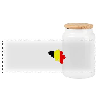 Ich liebe Belgien - Herzschlag - Panorama Keksdose mit Holzdeckel - Weiß - Vorne