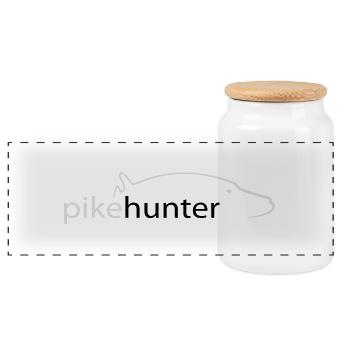 Pike Hunter-Logo - Panorama Keksdose mit Holzdeckel - Weiß - Vorne