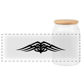 Tribal tattoo Wings - Panoramic Cookie Jar with Wooden Lid - white - Front